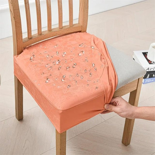 Bestbags Wasserdichte Stuhlhussen aus PU-Leder in Orange, elastische Sitzbezüge für Esszimmerstühle - Bild 1