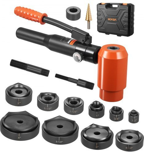 VEVOR Hydraulisches Ausbrechstanzen-Set mit 15 t Presskraft, Lochwerkzeug-Satz für Metallschaltschränke mit 10 Matrizen, Durchmesser: 22,5 bis 115,4 mm - Bild 1