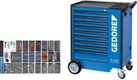Gedore Werkzeugwagen 1500 ES-03 mit 325-teiligem Werkzeugsortiment in Blau und Schwarz, abschließbar und rollbar mit Arbeitsplatte - Bild 1