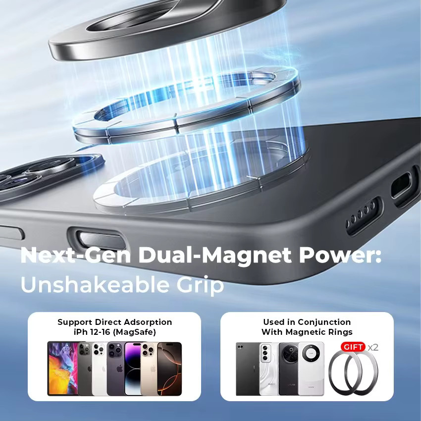 LISEN Magnetische 360-Grad-Telefonhalterung mit dreiachsiger N52-Magnetkraft und Saugnapf für Windschutzscheibe und Armaturenbrett in Schwarz - Bild 2