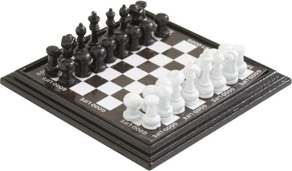HobbyFun Miniatur Schachspiel, Metall, Schwarz, Bunt / Mehrfarbig