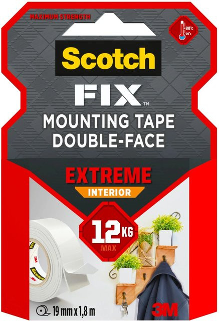 Scotch-Fix Extreme Doppelseitiges Innenmontageband in Weiß, Breite: 1,9 cm, Länge: 1,8 m - Bild 1