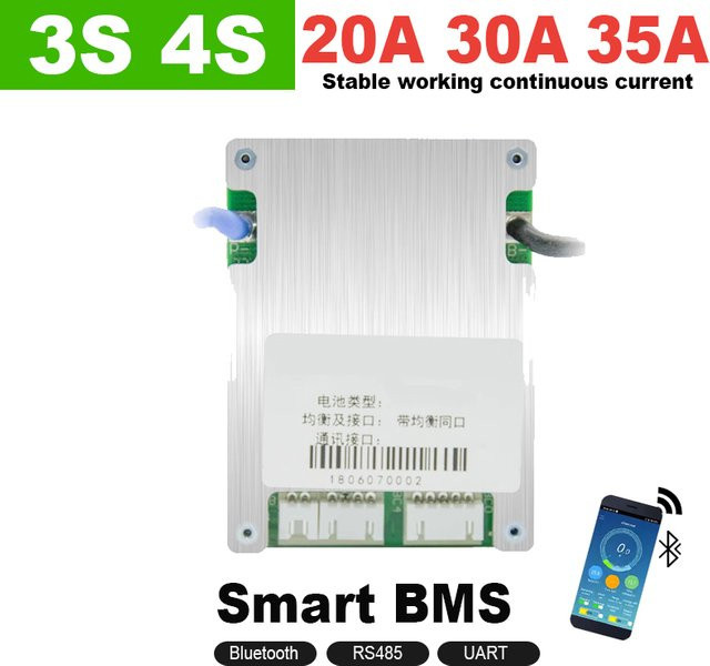 JBD Smart BMS Batteriemanagementsystem für Li-Ion und LiFePO4 mit Bluetooth-Modul, RS485 und UART, Farbe: Silber - Bild 1