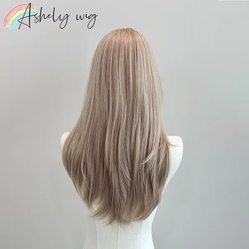 Ashely wigs Blonde Perücke mit Pony, 55,9 cm, mittellanges glattes Haar, Damen - Bild 3