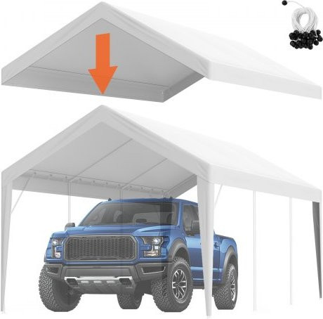 VEVOR Carport Ersatzdach für Garagenzelt, wasserdicht und UV-geschützt, Weiß, B/T: 610 x 304 cm - Bild 1