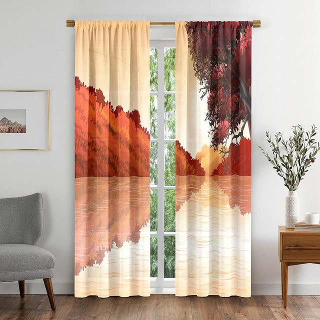 SkyPrinting Verdunklungsvorhang Naturlandschaft in Bunt, 2er-Set mit Ösen, Breite: 50 cm, Höhe: 130 cm - Bild 1