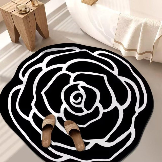 Runde Anti-Rutsch Badezimmerfußmatte aus Diatomeenschlamm von Yiran Furniture in Schwarz, Durchmesser: 40 cm - Bild 1