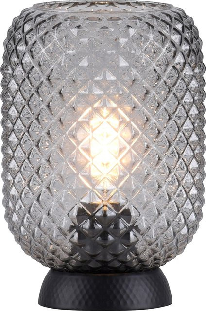 Just Light Tischleuchte Reishi in Schwarz mit Rauchglas und E27 Fassung, B/T/H: 22,5 x 15,0 x 40,0 cm - Bild 1