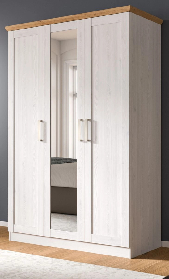 Kleiderschrank Mirano Landhausstil in Weiß Lärche B/H: 124 x 185 cm - Bild 1