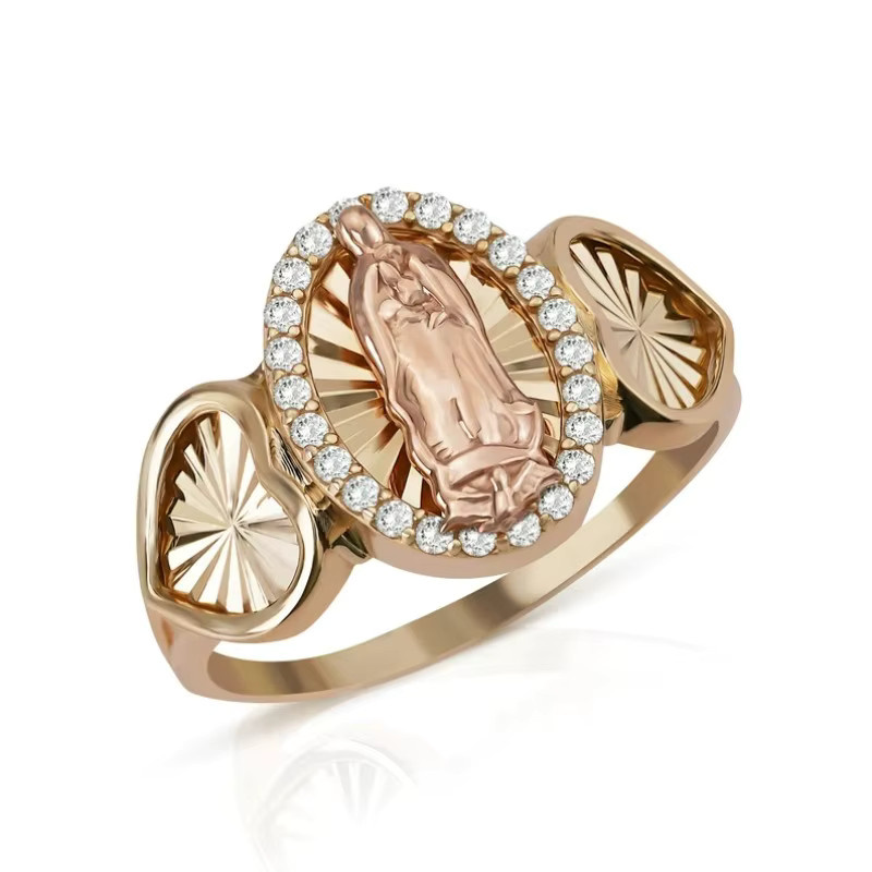 YoYo Ring, goldfarben, Bicolor, Jungfrau-Maria-Herzmuster, Damen - Bild 3