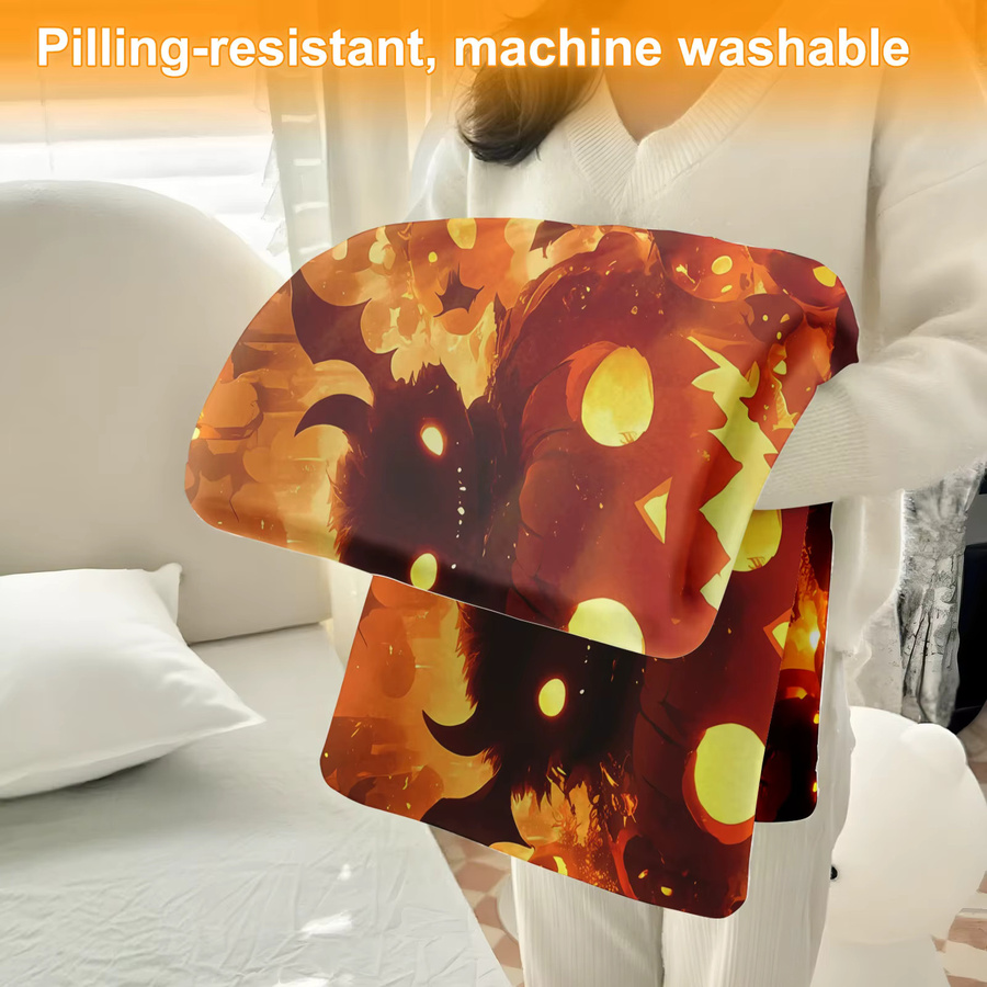 SRH Fleecedecke mit individuellem Halloween-Foto-Druck in Orange - Bild 2