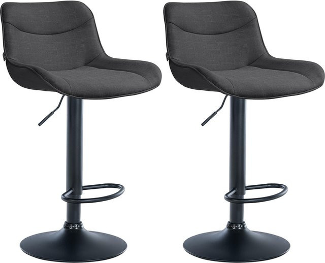 2er Set Barhocker Vonore aus Stoff mit Lehne, höhenverstellbar und 360 Grad drehbar mit Fußstütze und Metallgestell - Bild 1
