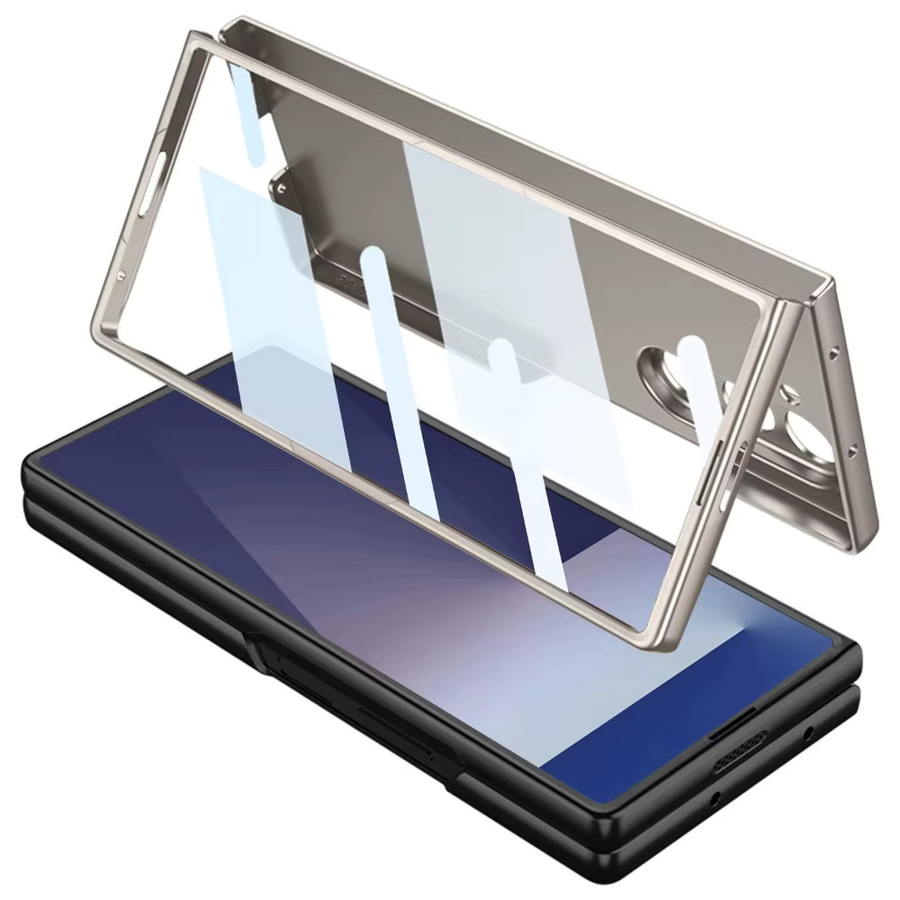 Stoßfeste Schutzhülle für Samsung Galaxy Z Fold 7 5G aus mattem Kunststoff mit transparenter Glasschutzfolie in Blau - Bild 1