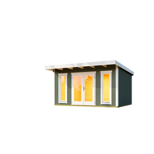Lasita Gartenhaus Sicily Blockbohlenhaus in Grau-Grün, B/H/T: 410 x 350 cm (Außenmaß) - Bild 2