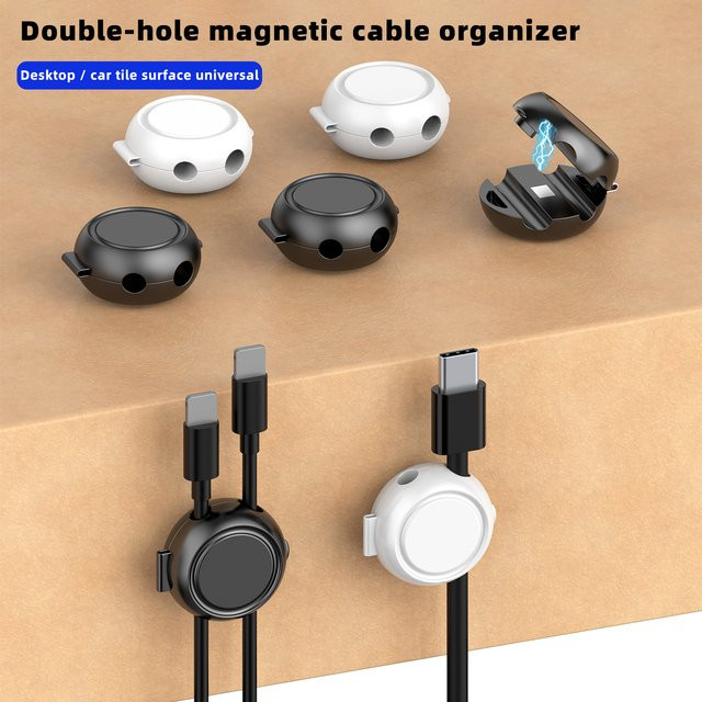 Dibaigou Magnetische Kabelclips Verstellbarer Kabelhalter Selbstklebender Organizer in Schwarz für Zuhause Büro Auto Wand und Schreibtisch - Bild 1