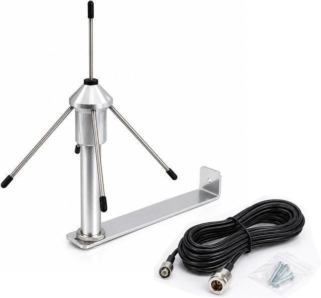 SignalPlus GP-868 SDL Bodenantenne 868MHz mit Halterung, 3dBi, Silber, 10m Kabel (TNC-Stecker auf N-Buchse) für Meshtastic Z-Wave LoRaWAN - Bild 1