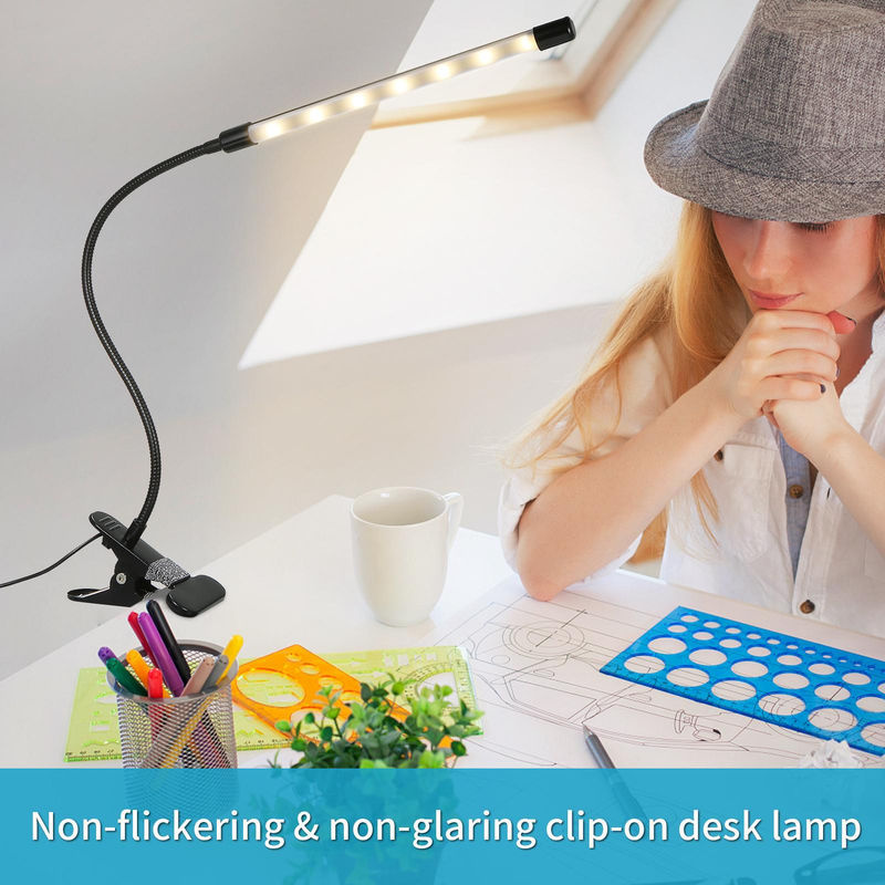 TOMTOP JMS LED-Schreibtischlampe zum Aufstecken in Schwarz mit dimmbarer Helligkeit und Touch-Steuerung für Schreibtisch und Bett - Bild 6