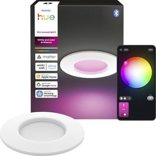Philips Hue White & Colour Ambiance LED-Einbauleuchte Slim, rund, Weiß, Durchmesser: 9 cm - Bild 1
