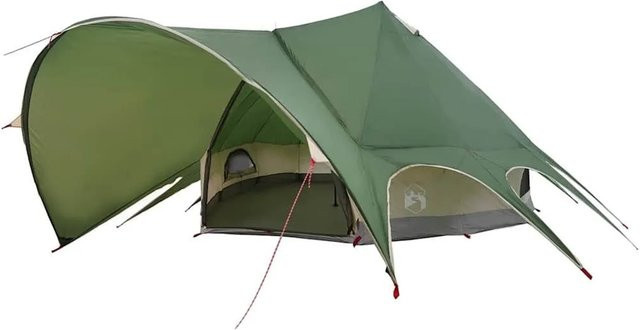 vidaXL Teepee Zelt mit Dach Grün und Grau B/T/H: 600 x 600 x 347 cm - Bild 1