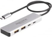 Delock USB-Hub 64230 mit 2 x USB-A und 2 x USB-C, USB 3.2 Gen2 10 GBit/s, Grau - Bild 1
