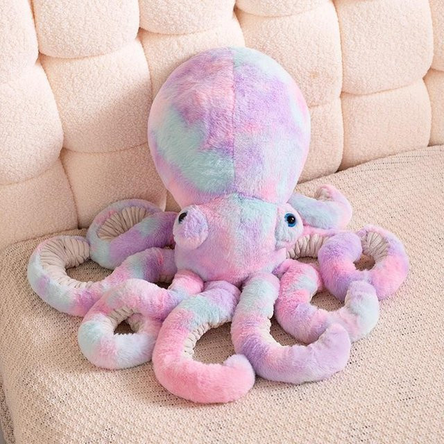 Cartoon Regenbogen Oktopus Plüschtier Kissen, Meerestiere, Bunt, ab 14 Jahre - Bild 1