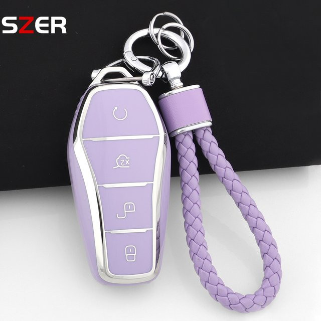 SZER TPU-Autoschlüsselhülle für BYD Song Plus Atto 3 Han EV Tang DM Qin Seal Dolphin in Lila - Bild 1