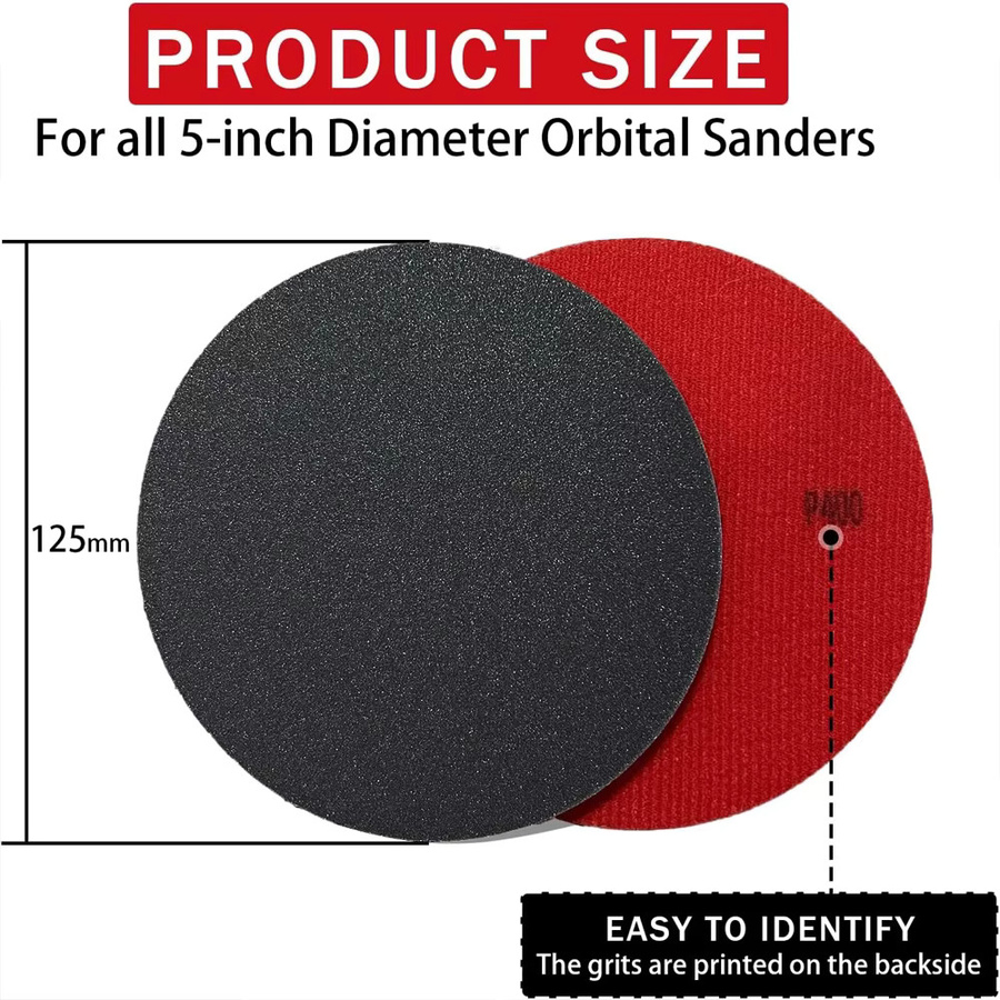 Vibratite Polierschwamm Schleifpads mit Klettverschluss, 5 Zoll, Rot, für Holz, Metall und Kunststoff - Bild 2