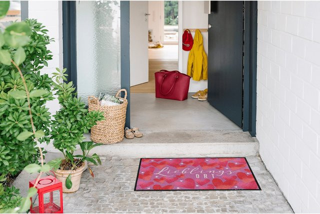 Salonloewe Fußmatte Herz Pink Multicolour rutschhemmend rechteckig - Bild 1