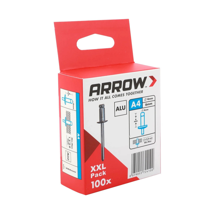 Arrow Blindniete aus Aluminium in Silber, Durchmesser: 4 mm, Länge: 6 mm, 100 Stück - Bild 2