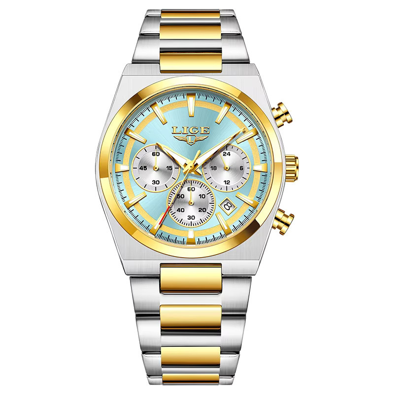 LIGE Armbanduhr Quarz, Edelstahl, Blau, Herren - Bild 7