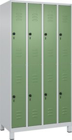 C+P Doppelstock-Spind Classic PLUS mit 4 Abteilen, Stahlkonstruktion, Grau/Grün, H: 195 cm, B: 100 cm, T: 50 cm - Bild 1