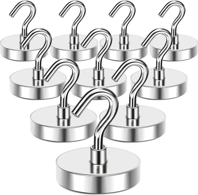 U-POLEMAG Neodym-Magnet mit Haken in Silber, Durchmesser: 36 mm, Tragkraft: 40 kg - Bild 1