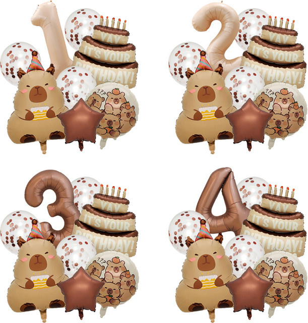 Potdemiel Capybara Ballon-Set in Braun für deine Geburtstagsdekoration - Bild 1