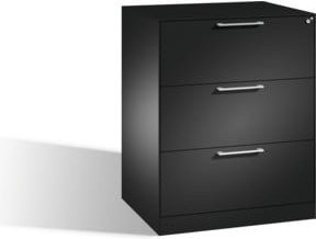 C+P Hängeregistraturschrank Asisto für Hängehefter DIN A4, 3 Schubladen, zweibahnig, Schwarzgrau, H x B x T: 101,0 x 60,0 x 80,0 cm - Bild 1