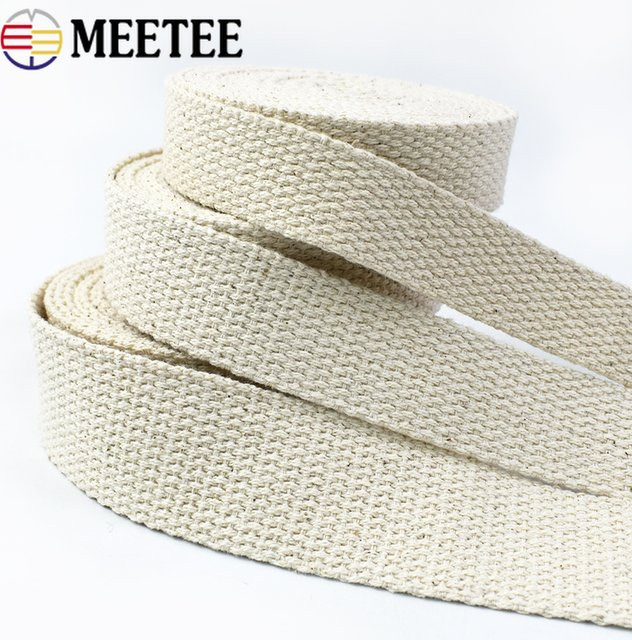 Meetee Baumwollgurtband aus Canvas in Beige für Taschen, Riemen und DIY-Nähprojekte - Bild 1