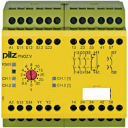 PILZ Sicherheitsschaltgerät PNOZ V 30s, 24VDC, 3 Schließer, 1 Öffner, 1 Schließer, gelb, B: 90 cm, H: 87 cm - Bild 1