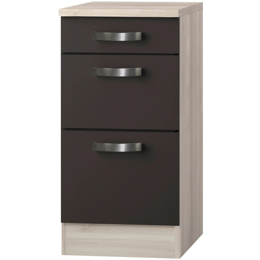 Optifit Küchen-Unterschrank Faro220 mit 3 Auszügen in Anthrazit-Braun, Breite: 40 cm, Höhe: 84,8 cm, Tiefe: 60 cm - Bild 2