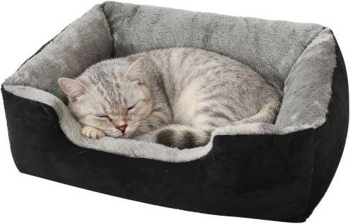 Orthopädisches Haustierbett Love Pet House als gemütliches Sofa-Bett für Katzen und Hunde aus Plüsch in Schwarz - Bild 1