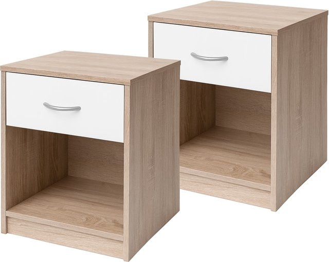 HTI-Living Nachtschrank Nina 2er-Set Sonoma Weiß B/T/H: 35 x 40 x 50 cm - Bild 1