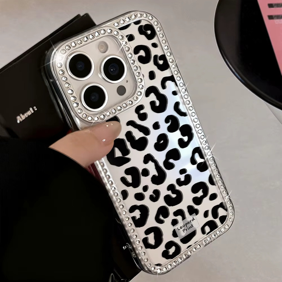 Stoßfeste Leopard Diamond Handyhülle für iPhone mit Lanyard, Transparent/Multicolour - Bild 2