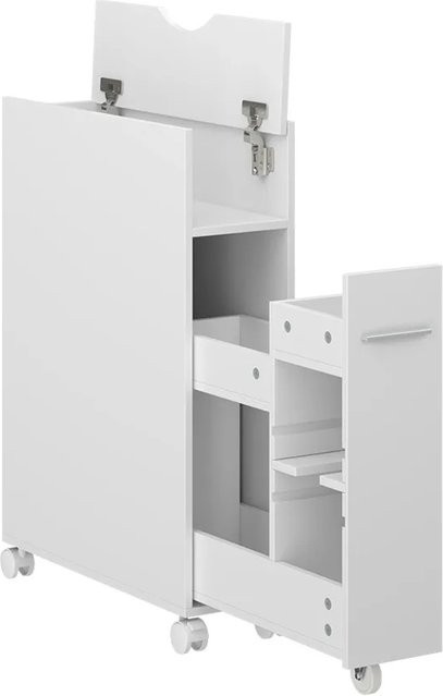 Vicco Toilettenschrank Niva Weiß mit Glastüren und Auszügen, B/T/H: 18,0 x 50,0 x 71,3 cm - Bild 1