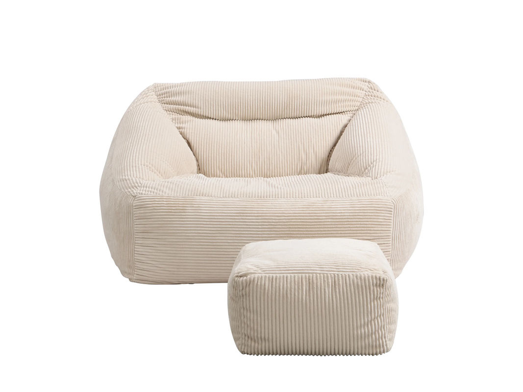 HOME DELUXE Sitzsack COZY mit Hocker aus Samt-Cord in Beige - Bild 2