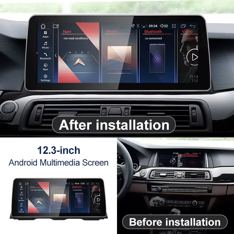 STWEI Android Auto Video Player mit 12,3 Zoll Display, Wireless CarPlay und GPS für BMW 5er F10 F11 CIC NBT, Schwarz - Bild 2