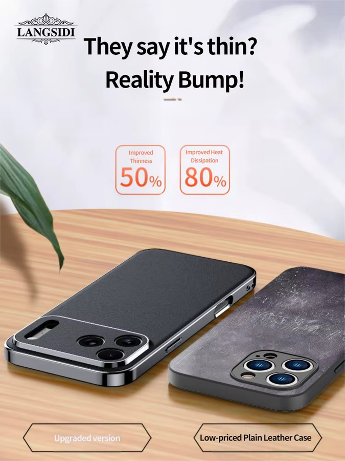 LANGSIDI Luxus Leder Handyhülle mit Linsenschutz für iPhone 17 16 15 Pro Max und iPhone 17 Pro 16 Pro in Orange und Schwarz - Bild 3