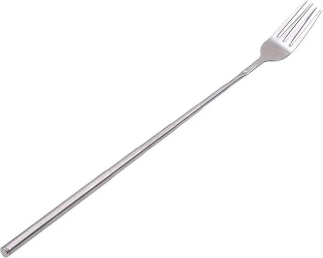 WIKHOSTAR Teleskop Gabel aus Edelstahl in Silber und Weiß für Grill, Fleisch und Obst - Bild 1