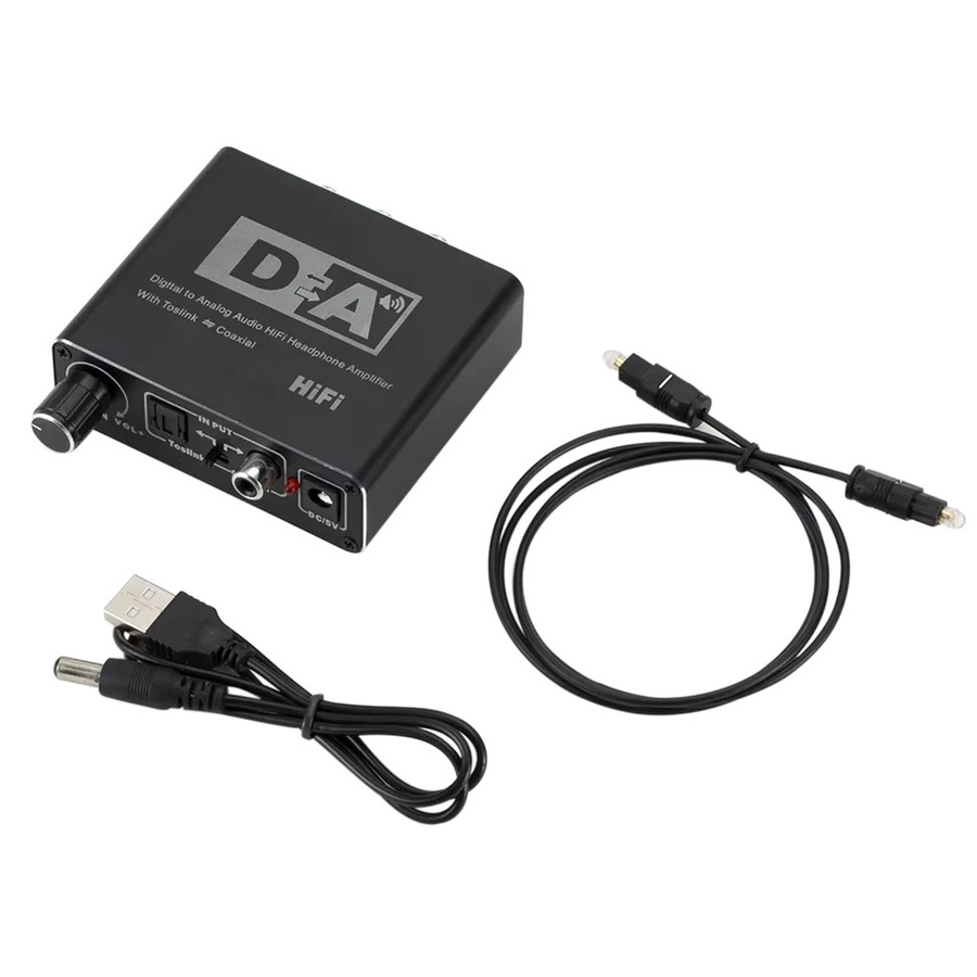 LccKaa Tragbarer HiFi DAC Verstärker Digital-Analog-Audio-Konverter in Schwarz mit RCA, 3,5mm Kopfhöreranschluss sowie Toslink Optischem und Koaxialem Ausgang, 24bit - Bild 5