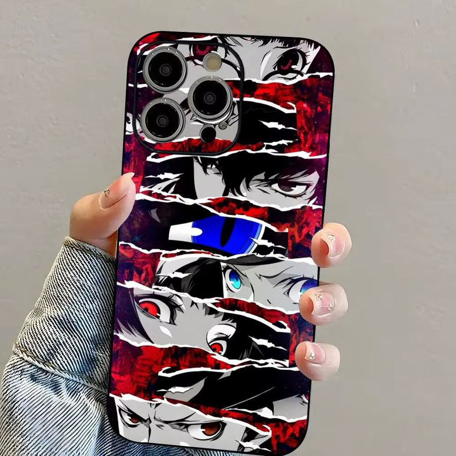 Persona 5 Anime Handyhülle für iPhone 16 15 14 13 12 11 Pro Max Plus Mini aus weichem TPU in Multicolour - Bild 2