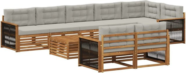 vidaXL Outdoor-Sofagarnitur aus Akazienholz mit 9 Kissen in modernem Design - Bild 1