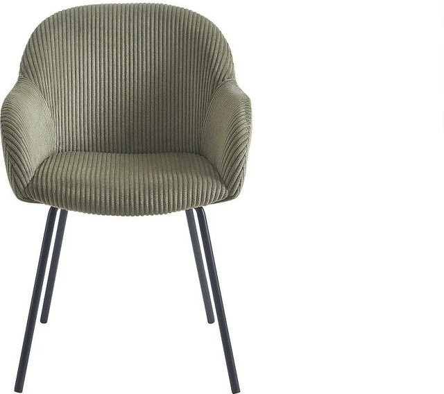 Vente-unique Stuhl Marenzia in Khaki mit Cord-Bezug und Armlehnen - Bild 1
