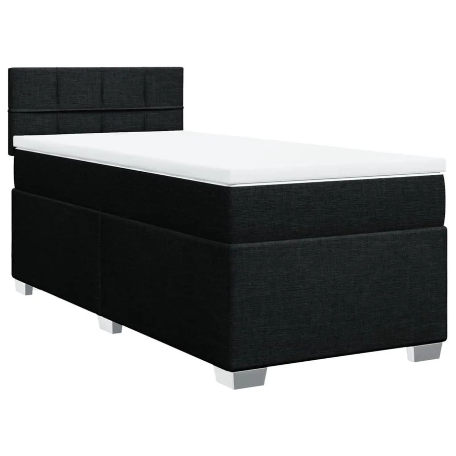 vidaXL Boxspringbett mit Matratze Schwarz Stoff mit USB-Ladeport und Unterbettbeleuchtung B/T/H: 80 x 200 cm - Bild 2